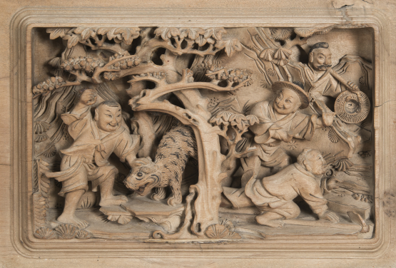 人物故事木刻八件之一
清末民初
木
高22.5 × 寬34厘米
HKU.W.1990.0961 b

景陽岡上武松打虎